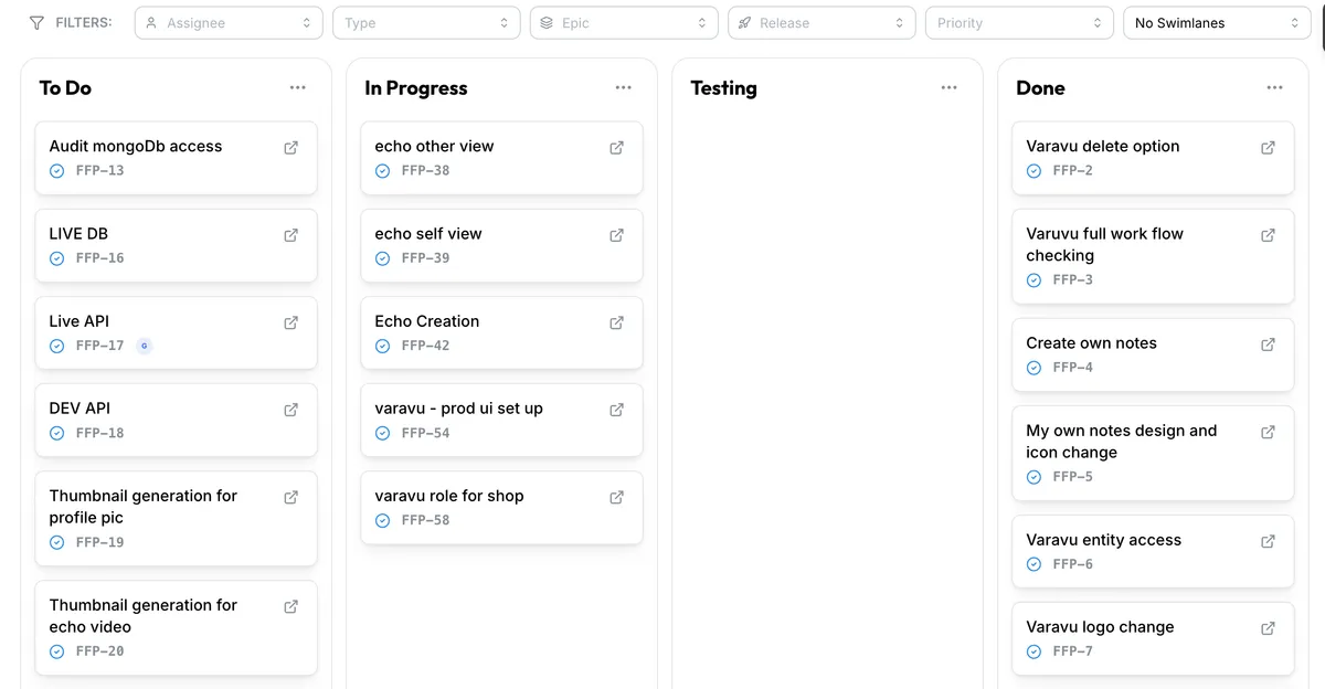 Klority Project Management module interface for agile software teams.